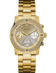 Montre Femme Guess W0774L5 en acier doré jaune avec cadran à cristaux