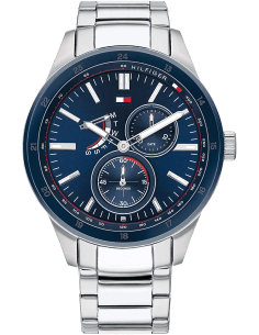 Montre Homme Tommy Hilfiger 1791640 Austin - Boîtier Acier Argent, Cadran Bleu, Bracelet Acier Brun
