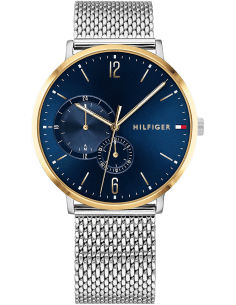 Montre Homme Tommy Hilfiger 1791505 Brooklyn Cadran Bleu Bracelet Maille Milanaise Argent