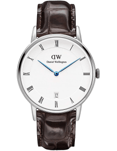 Montre Daniel Wellington DW00100097 Unisexe, Cadran Blanc, Boîtier Acier & Bracelet Cuir Marron