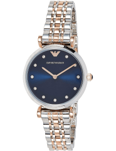 Montre Femme Emporio Armani AR11092 Gianni - Cadran Bleu Nuit, Bracelet Or Rose
