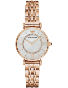 Montre Femme Emporio Armani AR1909 - Cadran Nacre, Boîtier Acier Or Rose 32mm
