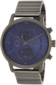 Montre Homme Hugo Boss Architectural 1513574 Acier Gris Brossé Cadran Bleu Chronographe