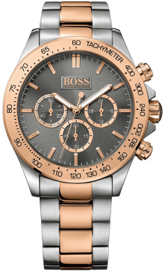 Montre Homme Hugo Boss Ikon 1513339 - Acier Bicolore Argent/Or Rose, Cadran Gris Anthracite