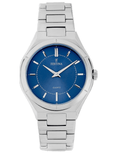 Montre Festina F20244/2 Cadran Bleu Soleillé et Bracelet Cuir Noir