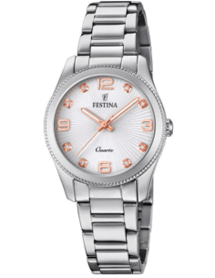 Montre Femme Festina F20208/1 Boyfriend - Boîtier et Bracelet Acier Argenté, Cadran Blanc