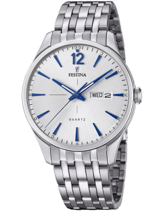 Montre Homme Festina Retro F20204/1 - Cadran Argenté, Bracelet Acier Noir, Petite Seconde