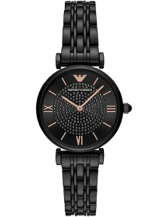 Montre Emporio Armani AR11245 Femme - Cadran et bracelet acier maille milanaise noir