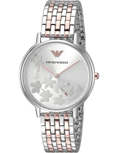 Montre Femme Emporio Armani AR11113 Boîtier Or Rose et Cadran Nacre, Bracelet Acier Gris