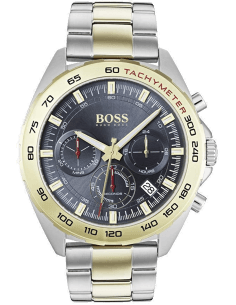 Montre Homme Hugo Boss 1513667 Chronographe Acier Inox Argent/Or Cadran Bleu