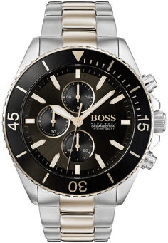 Montre Homme Hugo Boss Ocean 1513705 en acier bicolore argent/noir