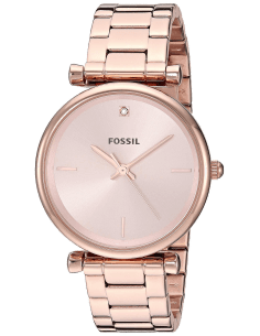 Montre Femme Fossil Carlie ES4441 - Boîtier Or Rose 35mm, Bracelet Acier, Attaches en T