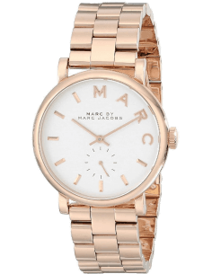 Montre Femme Marc Jacobs MBM3244 - Boîtier Acier Or Rose, Cadran Blanc à Lettres