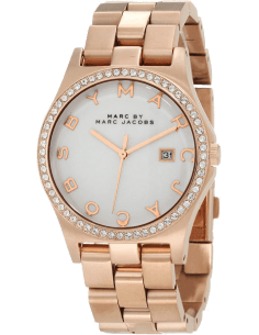 Montre Femme Marc Jacobs Henry MBM3079 en Acier Inoxydable Or Rose à Cadran Lettres
