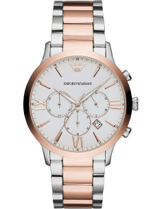 Chronographe Emporio Armani AR11209 Homme en Acier Argent et Or Rose