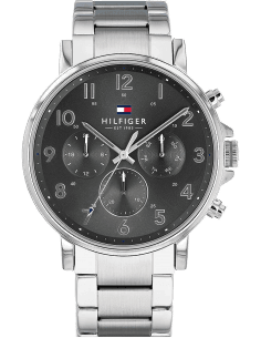 Montre Homme Tommy Hilfiger 1710382 Daniel - Boîtier Acier Argent, Cadran Noir, Bracelet Acier