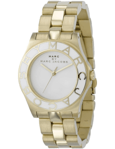 Montre Femme Marc Jacobs MBM3050 en Acier Inoxydable Doré, Cadran Blanc à Index Cristaux