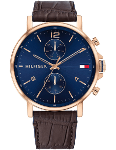 Montre Homme Tommy Hilfiger 1710418 Daniel - Cadran Bleu, Boîtier Or Rose, Bracelet Cuir