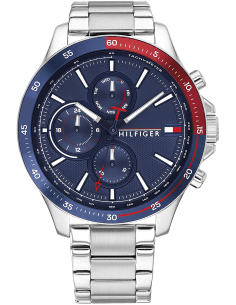 Montre Homme Tommy Hilfiger 1791718 Chronographe Acier Bicolore Bleu Rouge