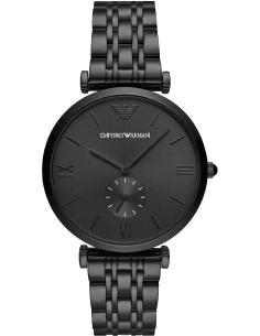 Montre Emporio Armani AR11299 Gianni T-Bar Acier Noir IP Cadran Petite Seconde
