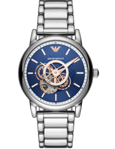 Montre Emporio Armani AR60036 Automatique Cadran Bleu et Bracelet Cuir