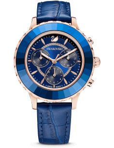 Montre Swarovski 5563480 Octea Lux Chrono Bracelet Cuir Bleu