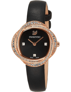Montre Swarovski 5552421 Crystal Flower en Acier et Cuir Noir