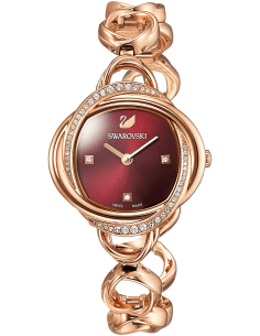 Montre Femme Swarovski 5552783 Cadran Bordeaux Acier Or Rose Cristaux