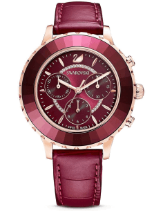 Montre Femme Swarovski Octea Lux Chrono 5547642 - Cadran et Bracelet Cuir Rouge