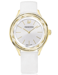 Montre Femme Swarovski Octea Nova 5295337 - Cadran Cristal, Boîtier Or, Bracelet Cuir Blanc