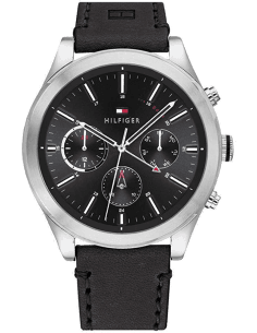 Montre Homme Tommy Hilfiger 1791740 Ashton - Cadran Bleu Multi-Fonctions & Bracelet Cuir Marron