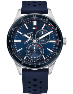 Montre Homme Tommy Hilfiger Austin 1791635 - Cadran Bleu, Bracelet Silicone Brun