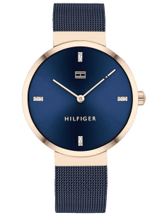 Montre Femme Tommy Hilfiger Liberty 1782219 - Cadran et Maille Milanaise Bleu, Boîtier Or Rose