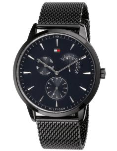 Montre Homme Tommy Hilfiger Brad 1710392 - Cadran Bleu, Boîtier Noir, Bracelet Maille Milanaise Acier