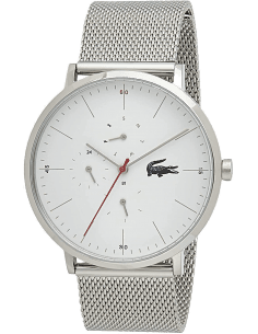 Montre Homme Lacoste Réf. 2011025 - Cadran Blanc, Boîtier et Bracelet Maille Milanaise Argenté