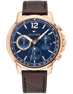 Montre Homme Tommy Hilfiger Landon 1791532 - Cadran Bleu, Bracelet Cuir Marron