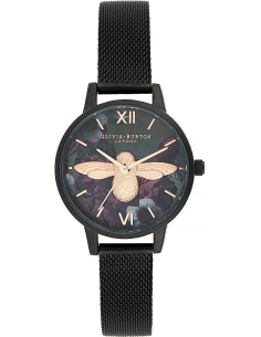Montre Olivia Burton OB16AD39 Maille Milanaise Noire et Or Rose