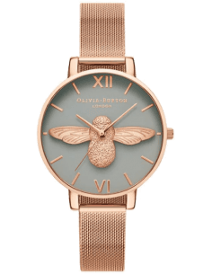 Montre Olivia Burton Abeille 3D OB16EX116 Maille milanaise or rose