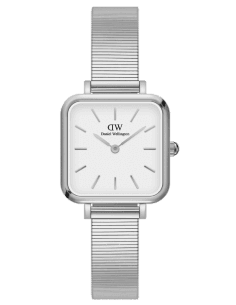 Montre Femme Daniel Wellington Quadro Studio DW00100521 - Cadran Carré Blanc, Boîtier et Bracelet Argent