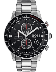 Montre Homme Hugo Boss 1513509 Acier Argenté Cadran Noir et Rouge