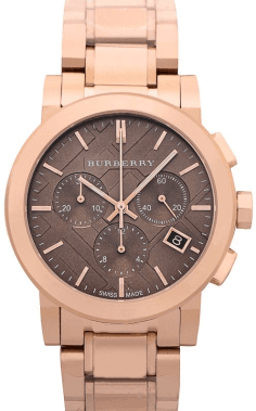 Montre Burberry BU9754 The City Chronomètre Acier Rose Gold et Cadran Marron