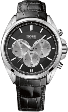 Montre Homme Hugo Boss 1512879 Chrono Driver - Boîtier Acier, Cadran et Bracelet Cuir Noir