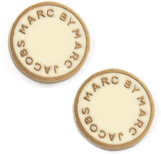Boucles d'oreilles Marc by Marc Jacobs disque blanc en acier doré