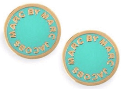 Boucles d'oreilles Marc by Marc Jacobs disque turquoise en acier doré