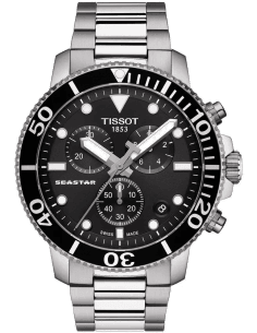 Montre Tissot Seastar 1000 Chronographe Homme - Acier, Cadran Noir, Réf. T1204171105100
