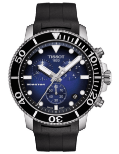 Montre Tissot Seastar 1000 Chronographe Homme - Cadran Bleu, Bracelet Caoutchouc - Réf. T1204171704100
