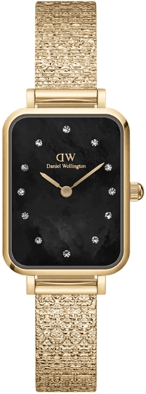 Montre Femme Daniel Wellington DW00100583 Quadro Rectangulaire Cadran Noir Or Rose