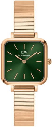 Montre Femme Daniel Wellington DW00100519 Quadro Studio - Boîtier Carré Or Rose, Cadran Vert