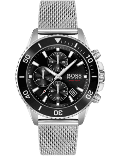 Montre Homme Hugo Boss Admiral 1513904 Chronographe Cadran Noir Bracelet Acier