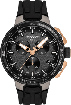 Montre Tissot T-Race Cycling T1114173744107 - Chronographe Quartz Homme - Boîtier 45mm PVD Noir et Doré Rose